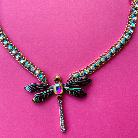 NWT Betsey Johnson Bug Collector Dragonfly Choker Necklace Gold - Picture 4 of 13